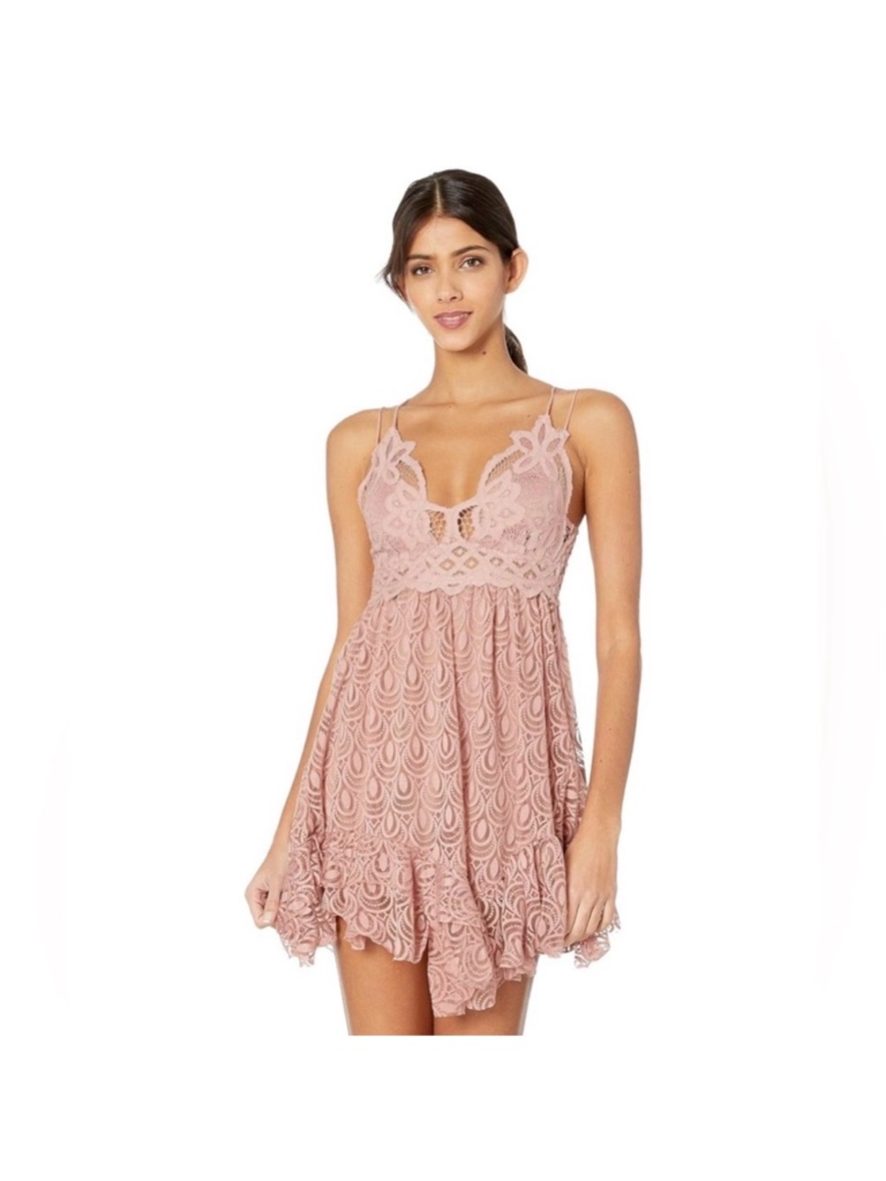 Free People Blush Pink Lace Adelle Dress